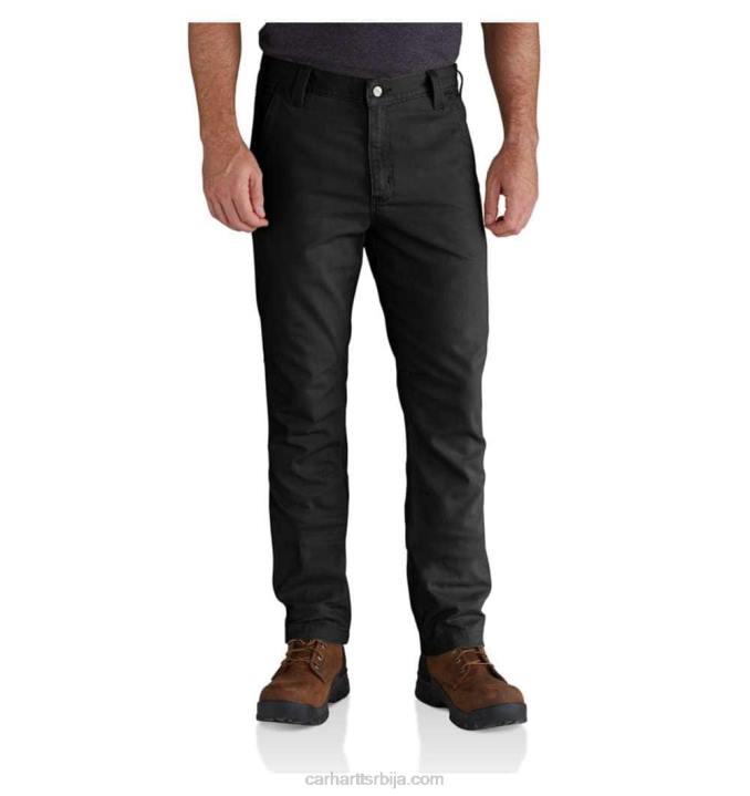 4042L61 Carhartt црн робусне, флек платнене радне панталоне са 5 џепова сужене равног кроја мушкарци
