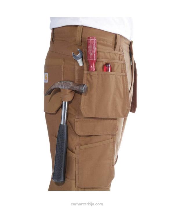 4042L62 Carhartt црн челичне робусне флек радне панталоне са двоструким предњим деловима са више џепова мушкарци