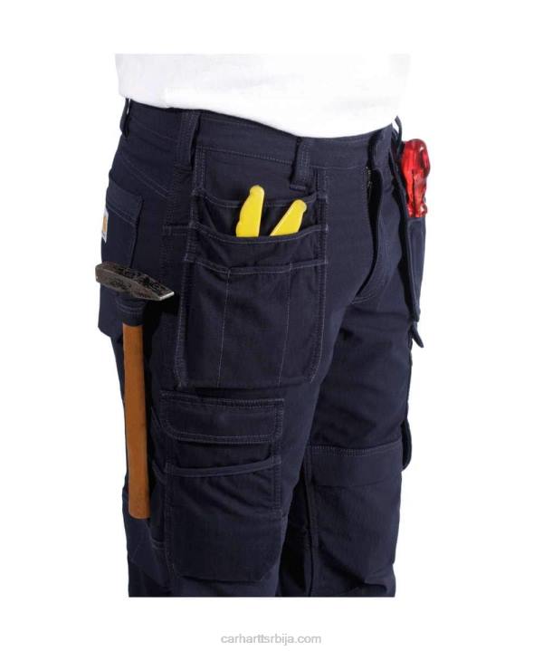 4042L62 Carhartt црн челичне робусне флек радне панталоне са двоструким предњим деловима са више џепова мушкарци