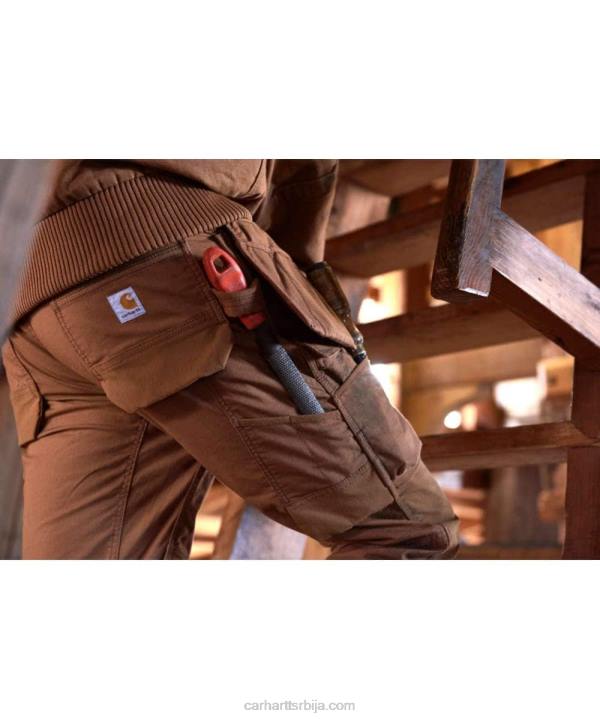 4042L62 Carhartt црн челичне робусне флек радне панталоне са двоструким предњим деловима са више џепова мушкарци