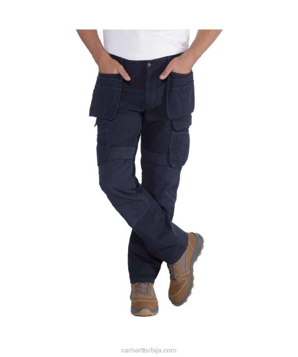 4042L62 Carhartt црн челичне робусне флек радне панталоне са двоструким предњим деловима са више џепова мушкарци