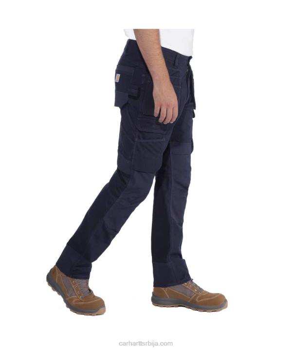 4042L62 Carhartt црн челичне робусне флек радне панталоне са двоструким предњим деловима са више џепова мушкарци