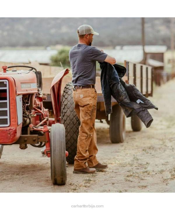 4042L63 Carhartt црн слободне радне панталоне од чврсте патке са дуплим предњим делом мушкарци