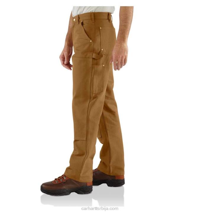 4042L63 Carhartt црн слободне радне панталоне од чврсте патке са дуплим предњим делом мушкарци