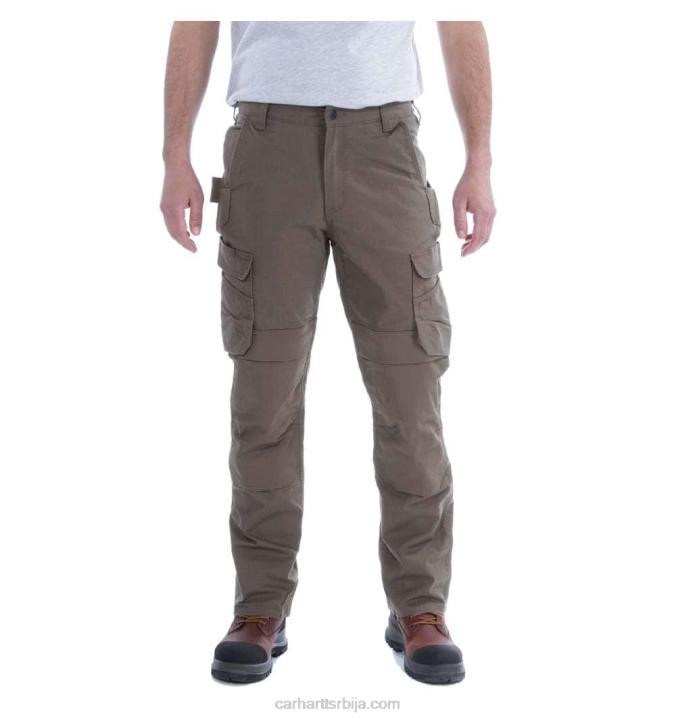 4042L64 Carhartt црн челичне робусне флекс опуштене радне панталоне са дуплим предњим делом мушкарци
