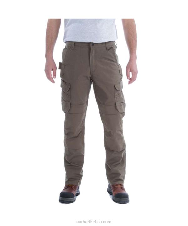 4042L64 Carhartt црн челичне робусне флекс опуштене радне панталоне са дуплим предњим делом мушкарци