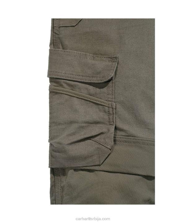 4042L64 Carhartt црн челичне робусне флекс опуштене радне панталоне са дуплим предњим делом мушкарци