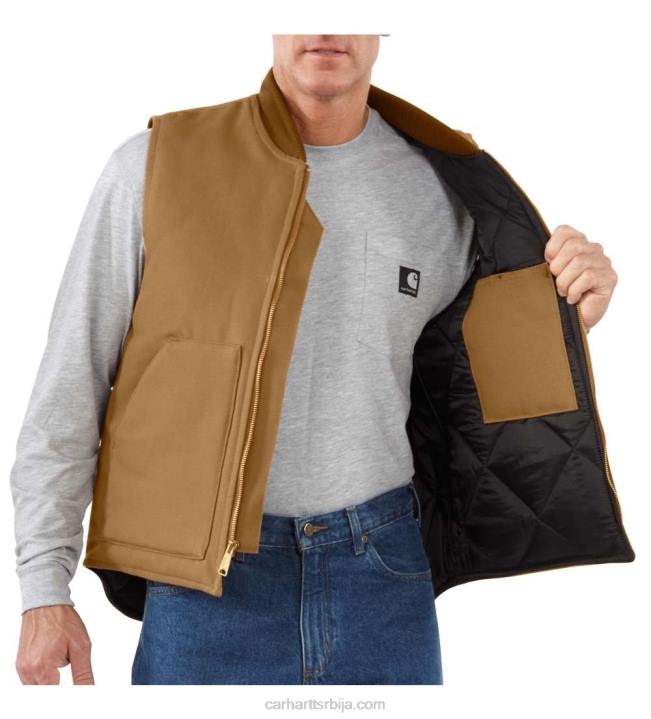 4042L105 Carhartt црн опуштени прслук са ребрастим овратником од чврсте патке мушкарци