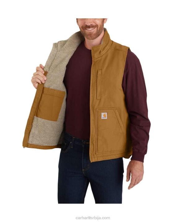 4042L107 Carhartt црн лабав прслук од пране патке са поставом шерпе мушкарци